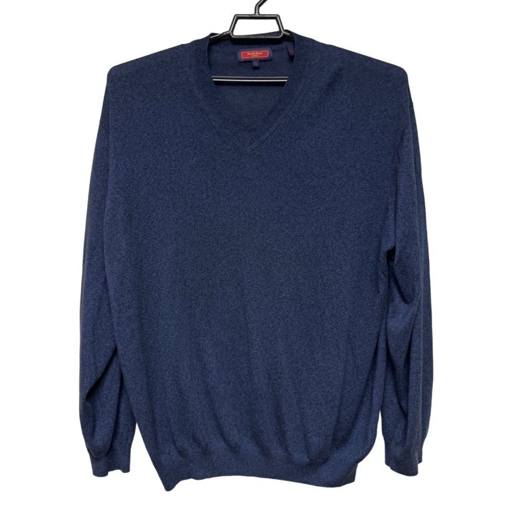 Austin Reed London Cotton Modal V Neck Pull Over Blue Sweater Men's Size XXL